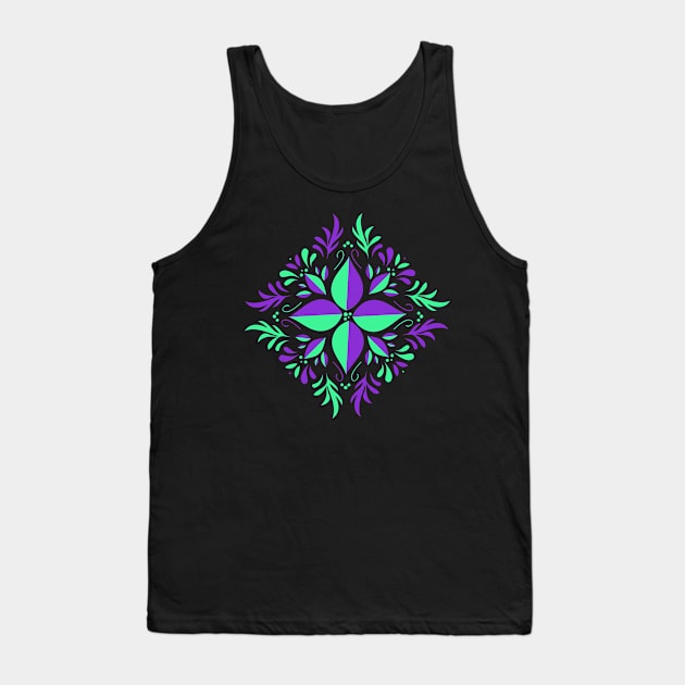 Purple green calming flower yoga meditation Tank Top by BlueRoseHeart